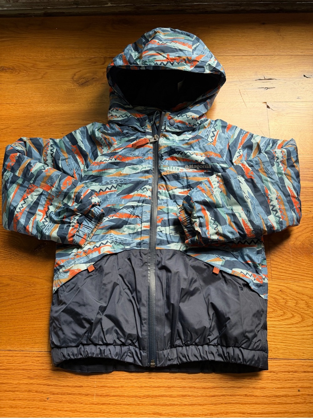 Patagonia Kids' 5T Baby Snow Pile Hooded Jacket - 💙 🧡 💙